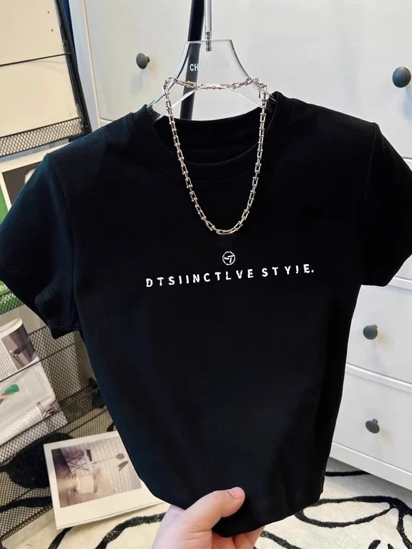 Amerikanischer Retro-Stil T-Shirt für Damen, Sommer-Neuheit, Einzigartiges Design, Super Schöne Verjüngende Hot-Girl-Kleidung, INS-Trend