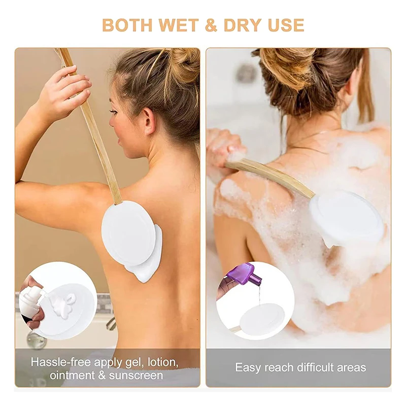 [YA]Shower Body Brush Body Scrubber Long Handle Body Brush Multi-Function Sunscreen Applicator