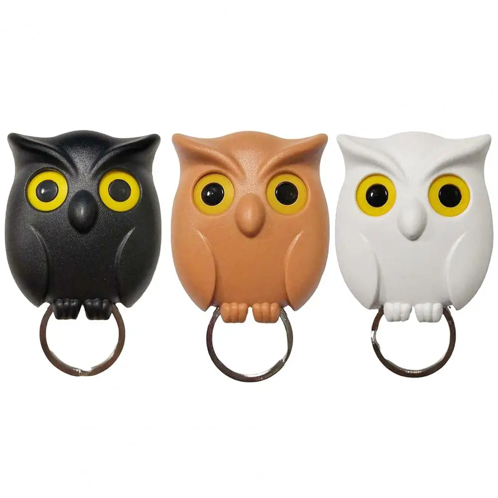 

Owl Key Hooks Wall Key Ring Magnetic Owl Key Holders Adorable Design Self-adhesive Wall Hooks with Automatic Open-close Eyes