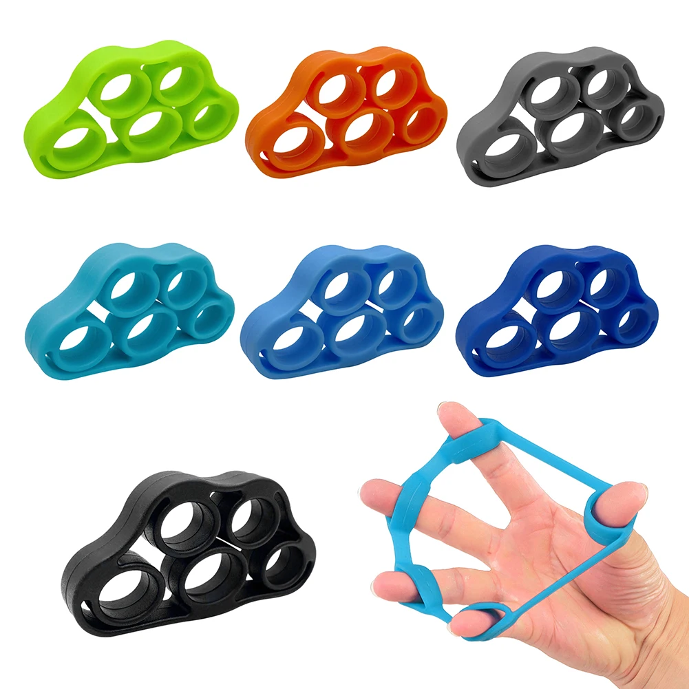 5-1PCS Silicone Finger Gripper Strengthener Trainer 6-80LB Elastic Hand Grip Finger Exerciser For Guitar/Patient Hand Trainer