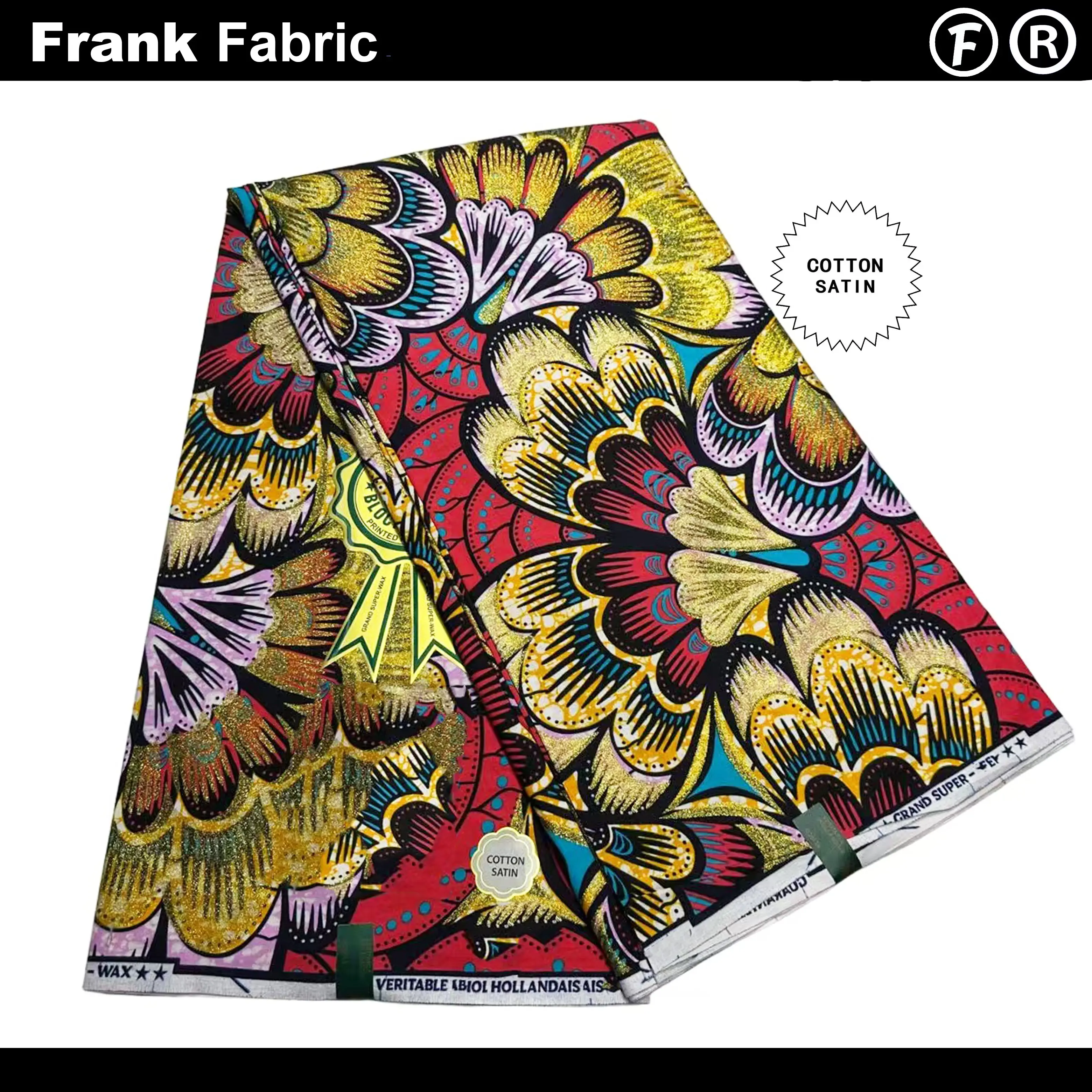 

100 Certified Grand Super Ankara Glitter Glam Wax Print Cotton Fabric Real Original African Batik Fabric For Dress FF2508.017