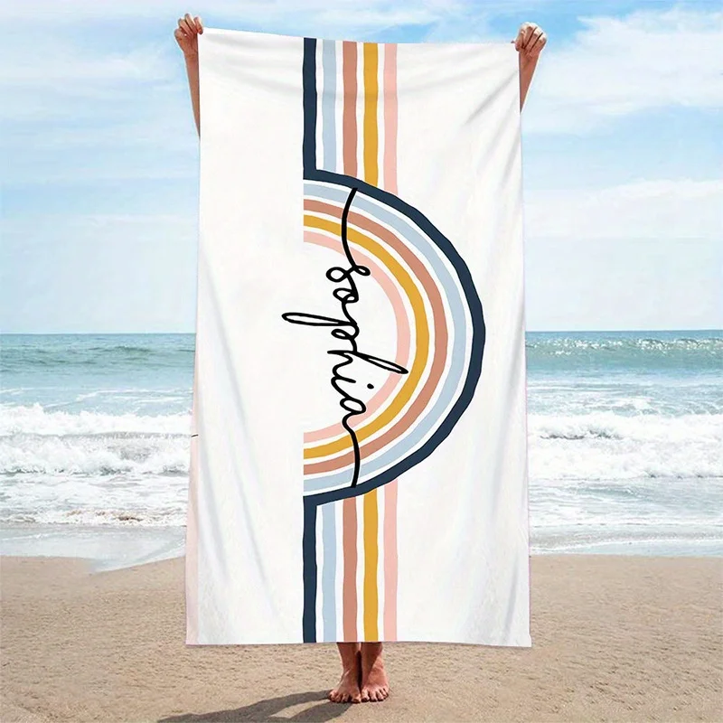 

Beach Towel Colorful Stripes Printed Pattern Sun Protection Windproof Suitable For Swimming Pool Camping Travel Blanket