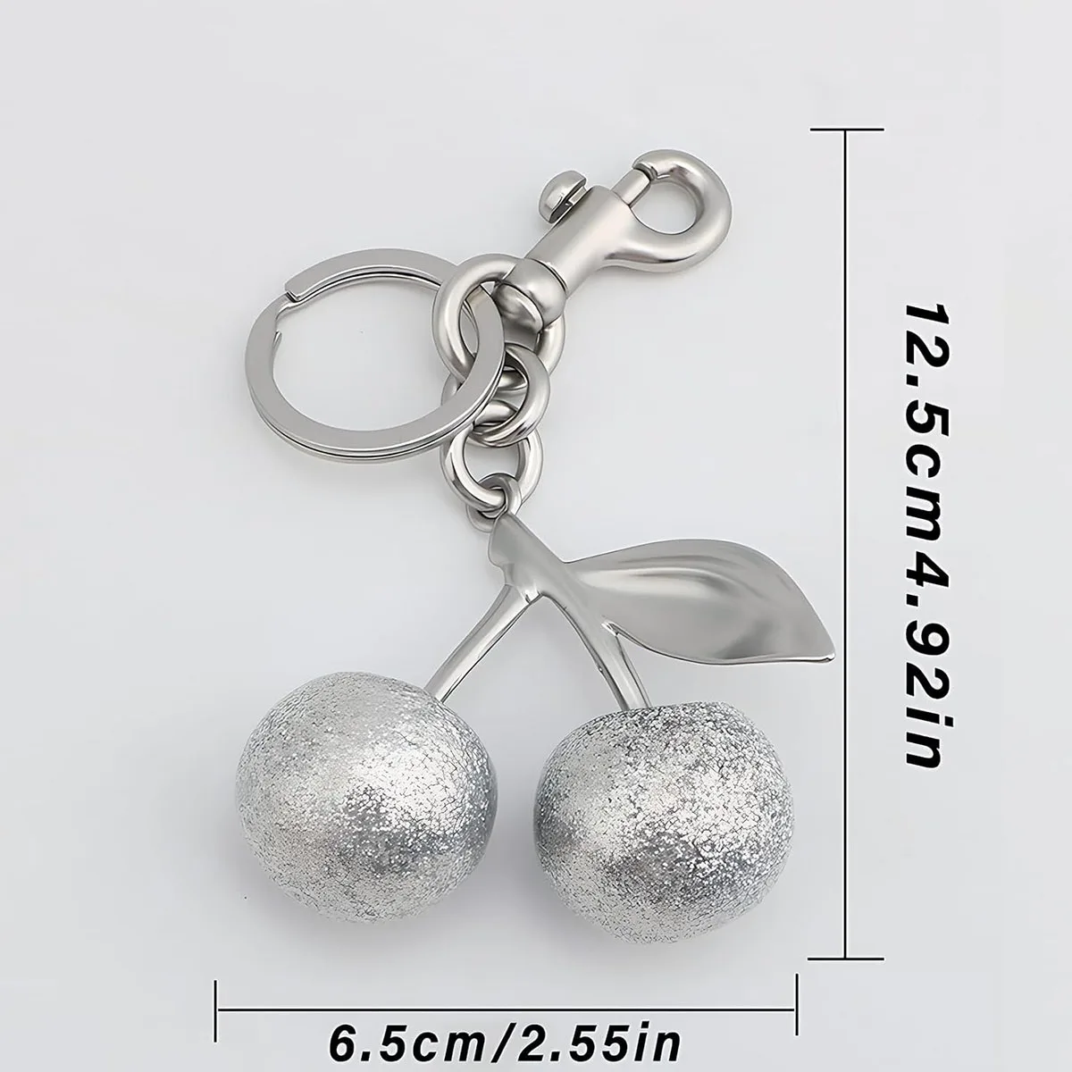 Glitter Silver Cherry Keychain Summer Fruits Cherries Pendant Keyring For Luxury Brand Handbags Shoulder Bags Accessories Gift