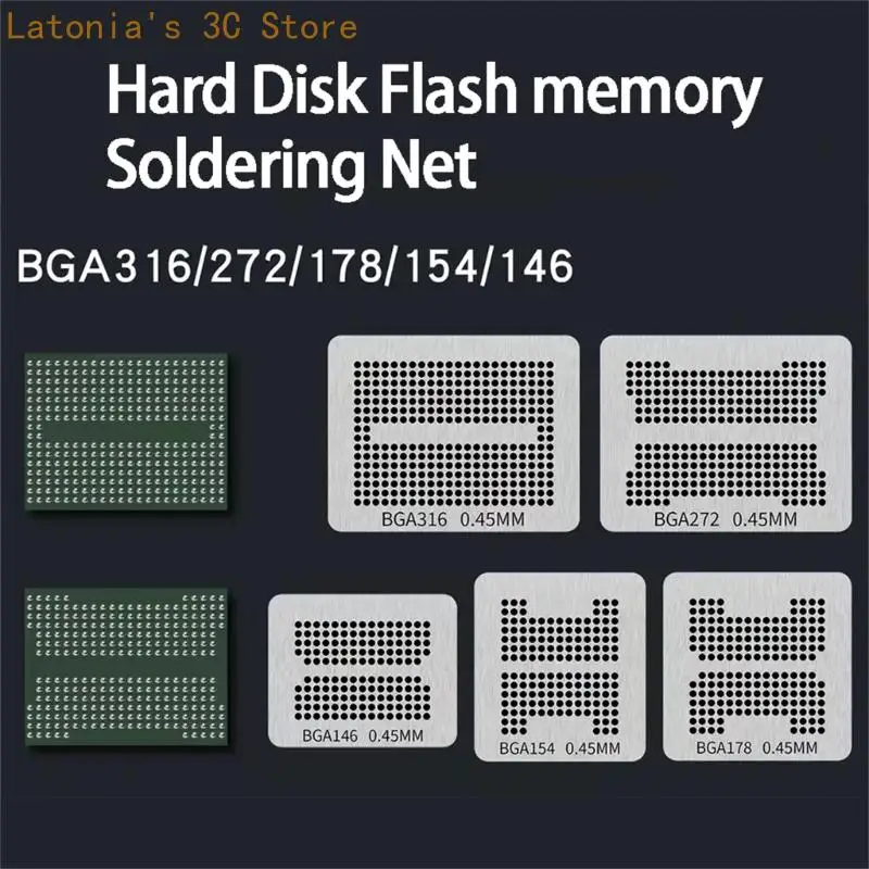 Steel Plate for Chip Reballing with 5 Common 316 272 178 154 146 Layouts for Circuit Board Repair and Solder Alignment Work Use