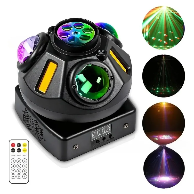 

Новый мини-прожектор 4-в-1 с лазерным эффектом, RGB-подсветкой и вращающимся лучом для вечеринок, баров, дискотек и сцен