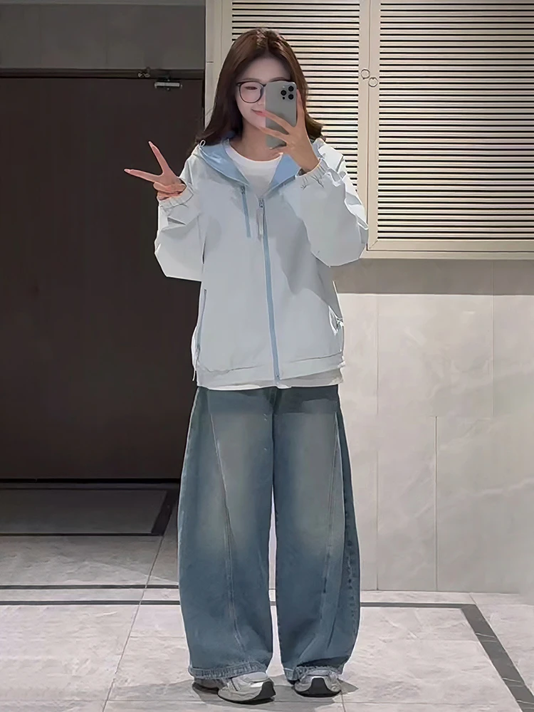 

Американская демисезонная куртка-ветровка в стиле пэчворк с капюшоном, свободного кроя, с длинными рукавами, на молнии, для активного отдыха и альпинизма.