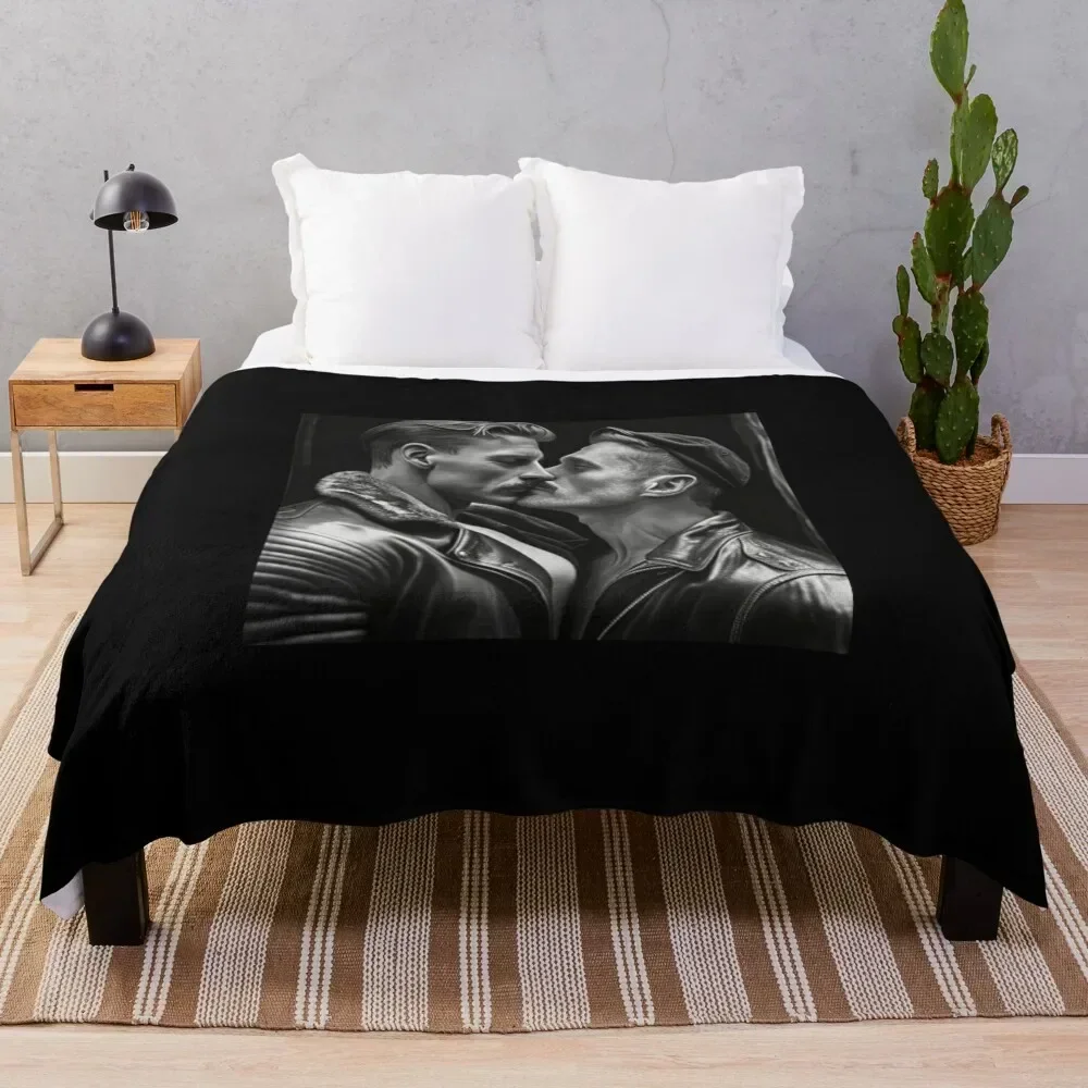 

Men kissing Tom From Finland Throw Blanket Sofa Winter beds for sofa Thermal Blankets