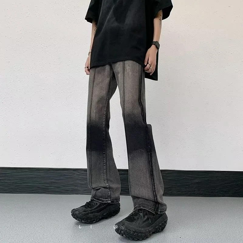 

Мужские джинсы Bla Denim в американском ретро-стиле, зауженные, с легким расклешением, прямые брюки, мода High Street