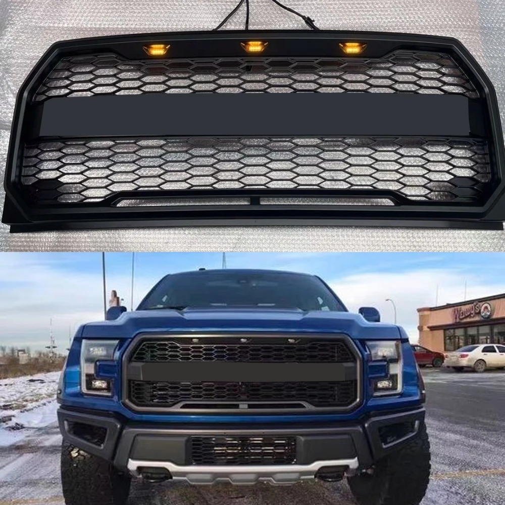 

Modified For Ford F-150 Grill Mesh Raptor Style F150 2015 2016 2017 Front Bumper Upper Racing Grill Grills Front Bumper Grilles