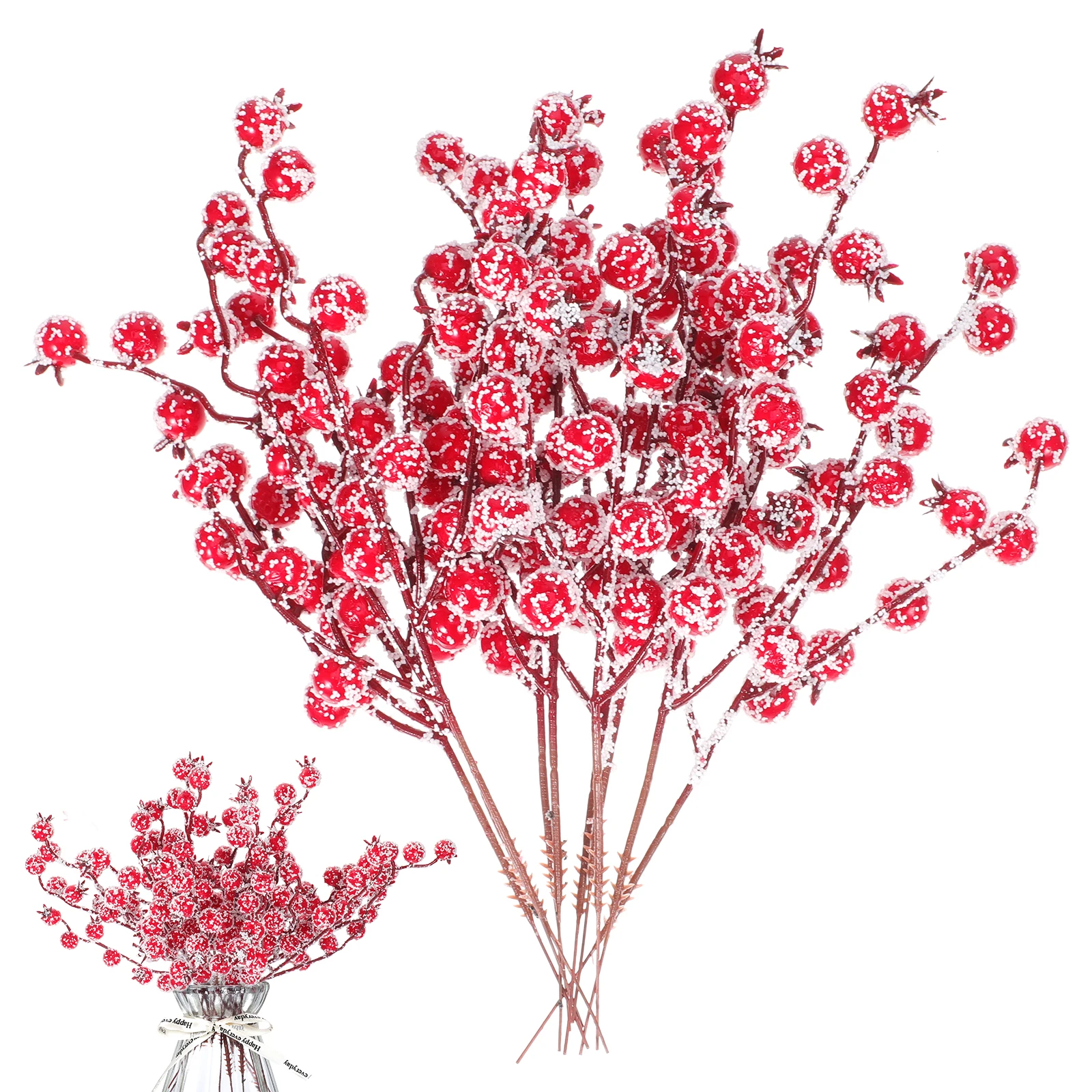 

10pcs Artificial Red Berry Stems Realistic Simulation Tree Branch Home Decor Wedding Christmas Berries Picks Party Supplies