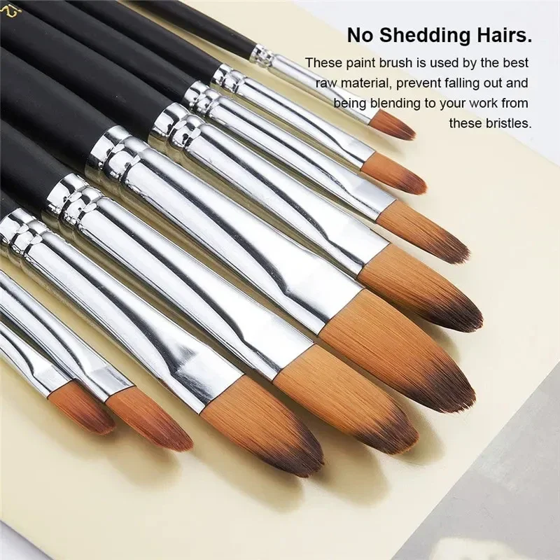 

9pcs Paint Brushes Set Professional Paint Brush Round Pointed Tip Nylon Hair Acrylic Brush for Acrylic Watercolor Oil Painting