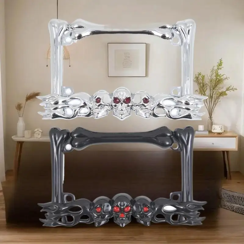 Bingkai Plat Nomor Kepala Tengkorak Plastik Berkualitas Tinggi untuk Skuter dan Sepeda Motor Sporty