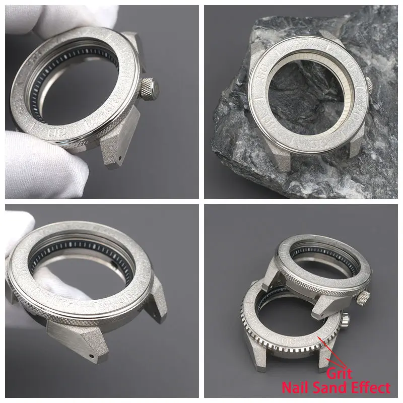 Silver King Samurai Series Watch Case Grit Nail Sand Effect Sapphire Glass Fit Japan NH34 NH35 NH36 Movement Gift DIY