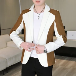 High Quality New Korean Suit Youth Casual Color Matching Coat Business Slim Fashion Handsome Single Suit Top  Blazer Masculino