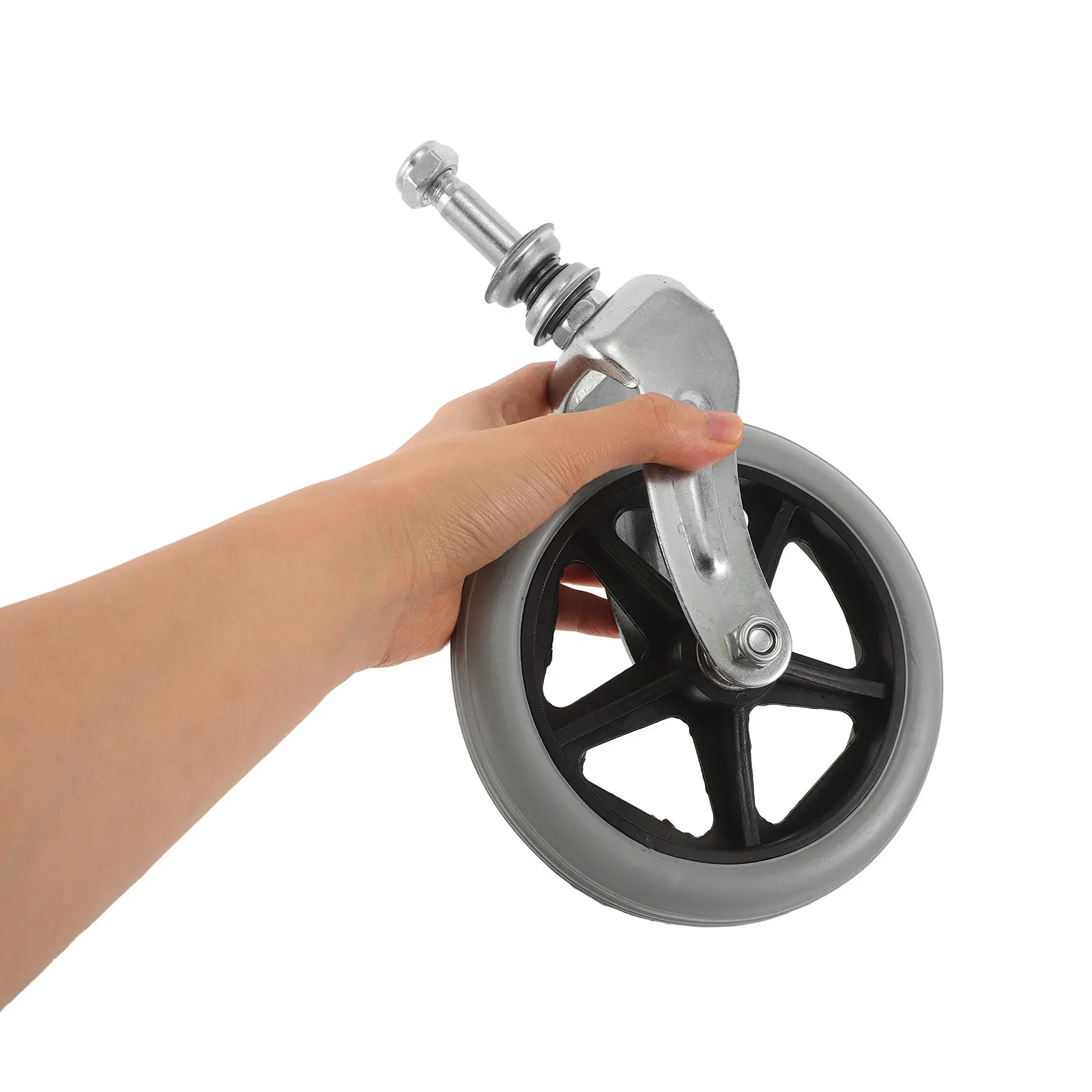 Wheelchair Front Caster Wheel Assembly 6 Inch Rubber Mobility Wheels Replacement Elderly Walker Front Fork Bearing Quiet Smooth