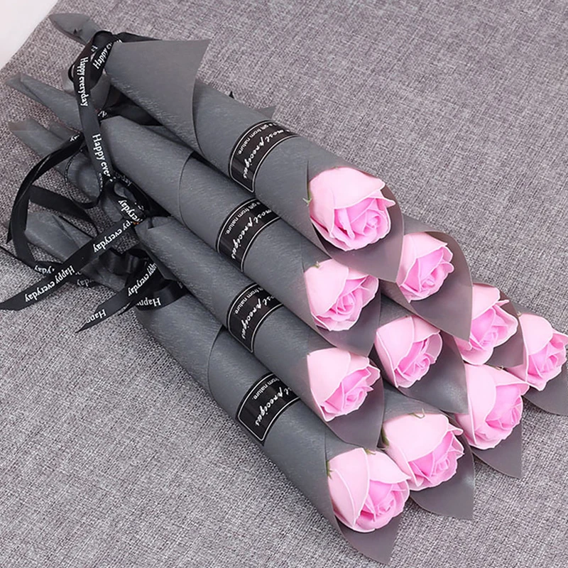 5pcs Creative New Soap Rose Bouquet Valentines Day Gift For Friends Wedding Bouquet Gleam Home Decoration Flowers Gifts Bouquet