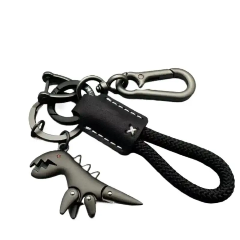 【IIOO】Motocycle Key Holder Leather Keychain Car Key Ring Accessories With Dinosaurs Shape Design For Gift