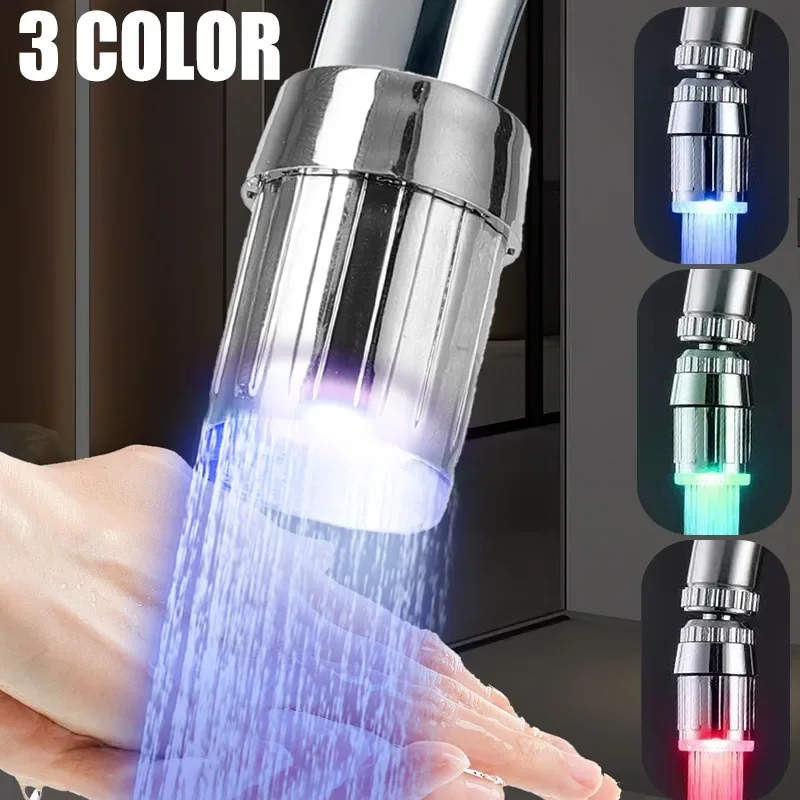 

LED Faucet Color Light Changing Luminous Changing 3 Colors Temperature Control Water Faucet for Kitchen Bathroom Faucet Filter