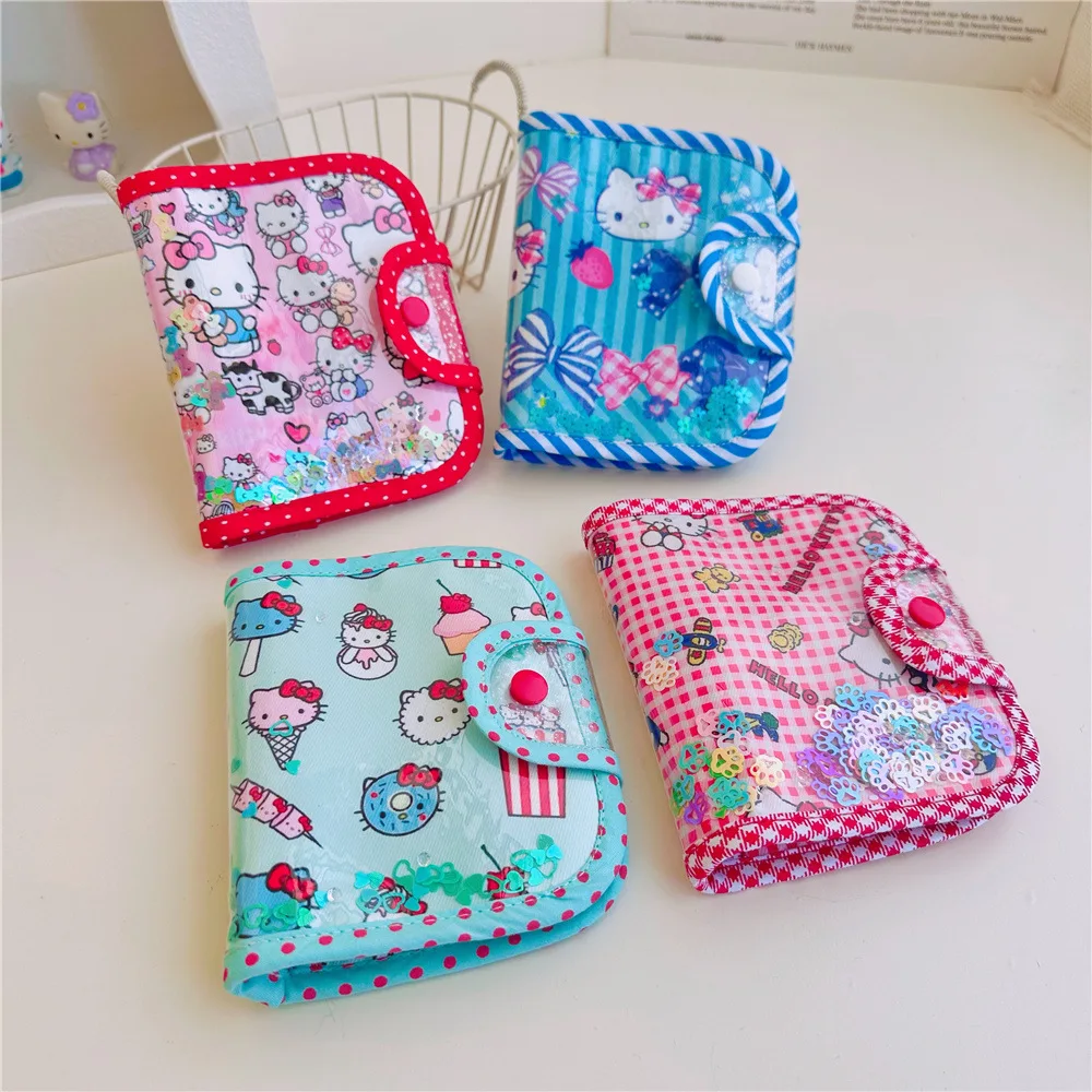 Sanrio Hello Kitty Cute Cartoon Kt Cat Colour Wallet Card Bag Kawaii Fold Coin Purse Lovely Periphery Adorkable Birthday Gift