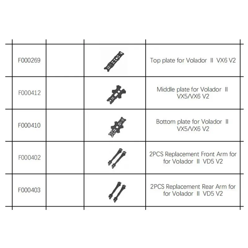 Flyfish Volador  II 5-6 Inch / VX5 VX6 VD5 VD6 V2 / VX3 VX3.5 / VX6 VX5 V2 / FlFTY5 FPV Frame Kit Repair Parts
