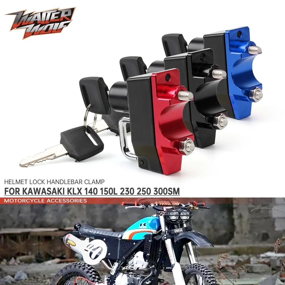 Helmet Lock For KAWASAKI KLX 140/L/G 150L 230/R 250 250S/F 300SM 450R Motorcycle Accessories Handlebar Clamp Padlock Anti-theft