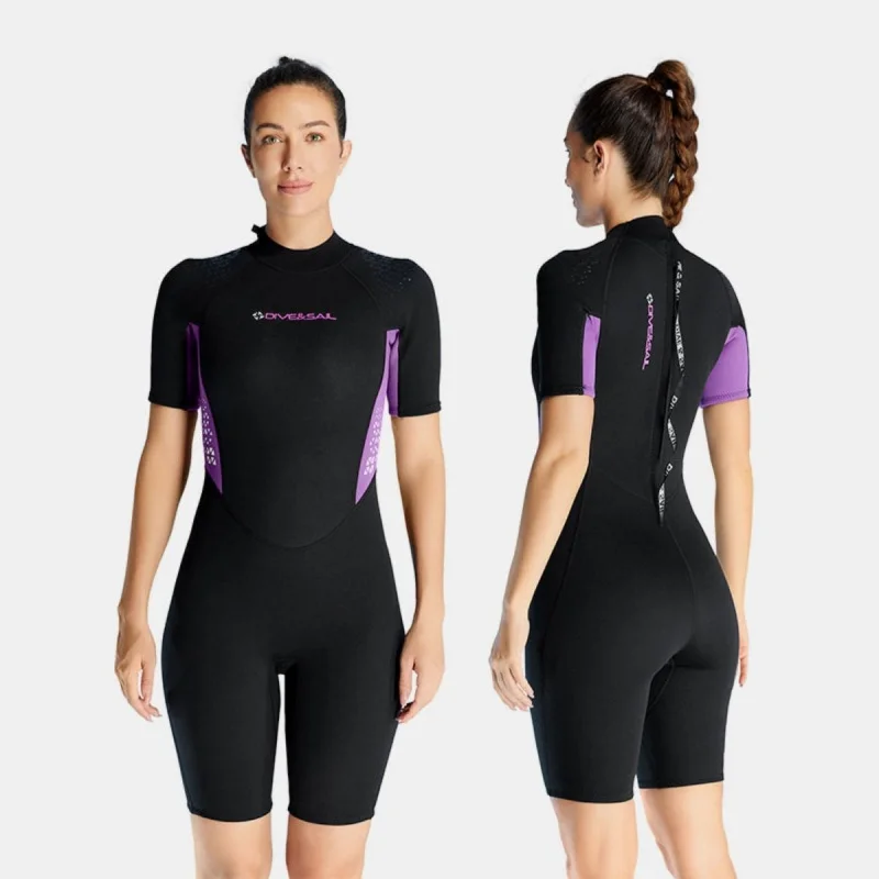 

1.5mm Women's Back Zipper One-piece Neoprene Back Zip Shortie Wetsuit Diving Surfing Suits Snorkeling Freediving Swimming