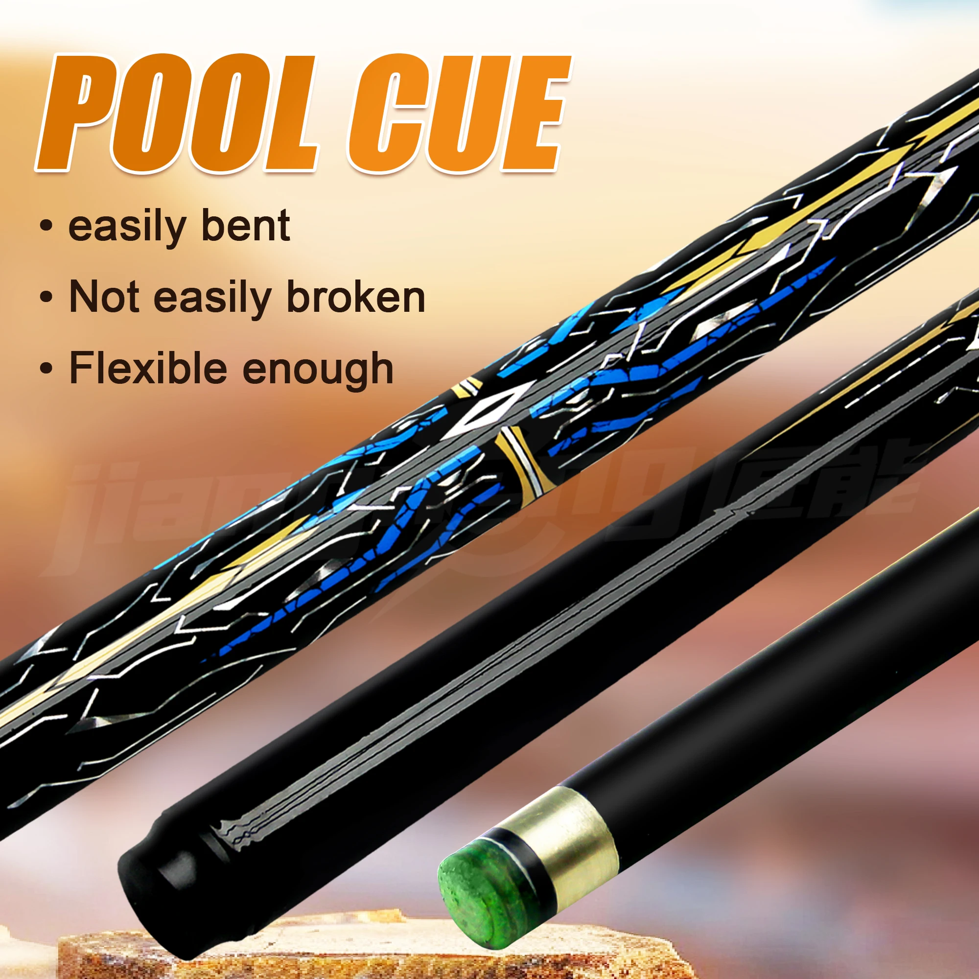 

JN POKER 9.5mm Carbon Pool Cue Flexible & Unbreakable, Multi-Layer Tip, Quick Joint, Unique Pattern, with Bumper