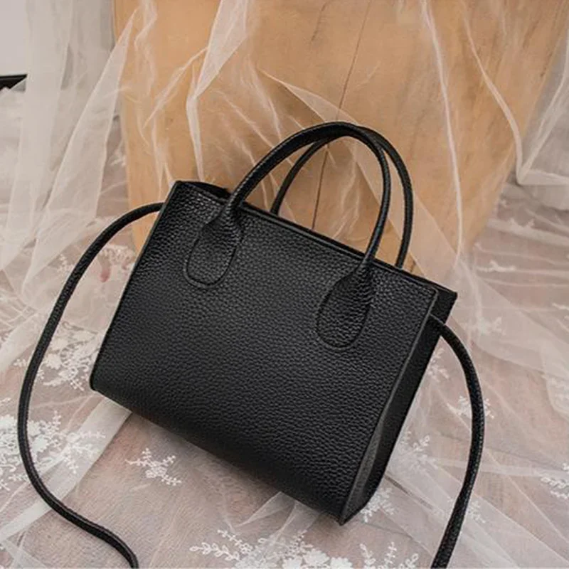 Grain Ladies Handbags Solid Color Lychee Single-shoulder Crossbody Handheld Triple-use Satchel Portable Leisure Bag