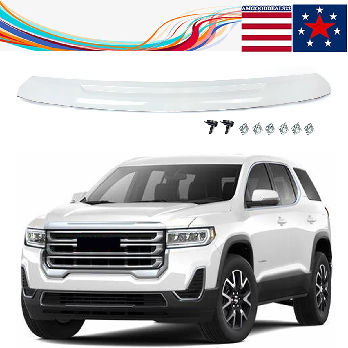 

For GMC Acadia 2020 2021 2022 2023 Front Bumper Upper Grill Hood Molding Trim Summit White Replace For 1KPGM1215030 84750464