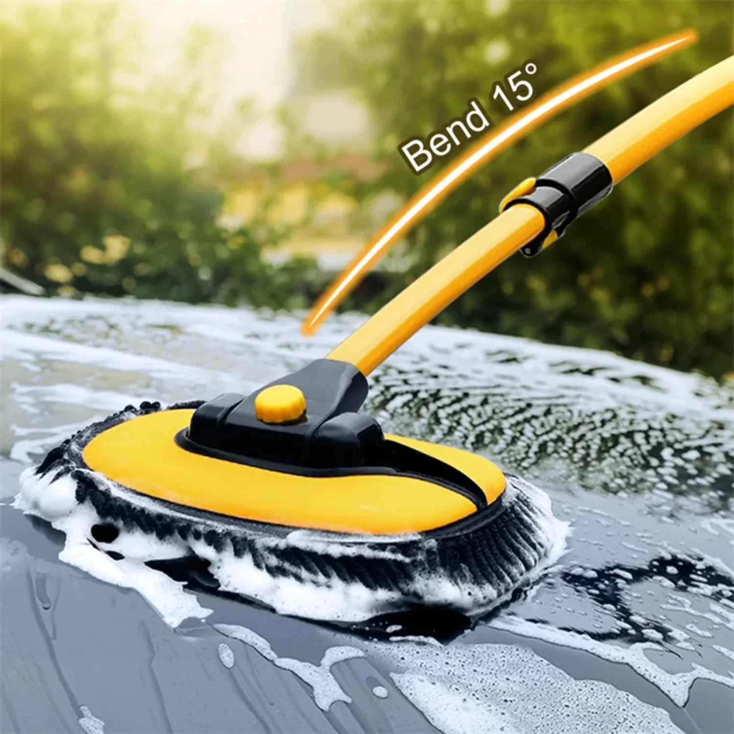 Car Washing Mop Super Absorbent Car Cleaning Brushes Mop Adjustable Window Wheel Dust Wash Tool Three Section Auto Accessories