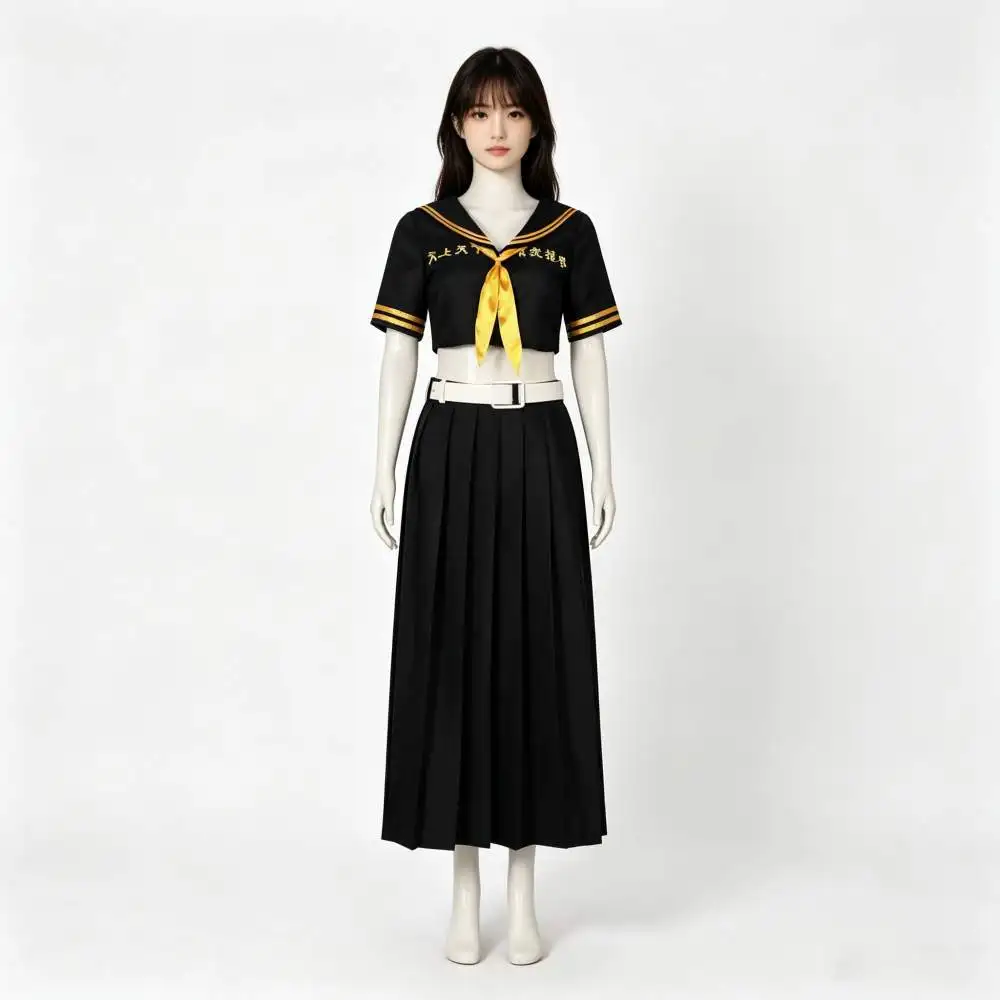 Anime Tokyo Revengers Mikey Manjiro Sano Cosplay Costume Black Sexy Top Skirt JK Uniform Women Sailor Dress Halloween Party Suit view 2