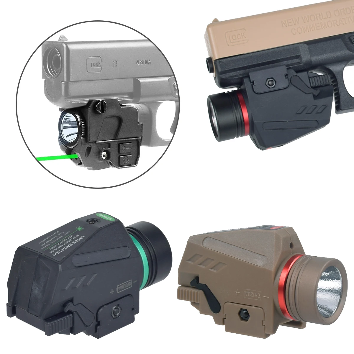 

USB Rechargeable Weapons Light Green Red Laser Sight Combo Airsoft Handgun Outdoor Shooting For Glock 17 19 1911 Compact Pistol