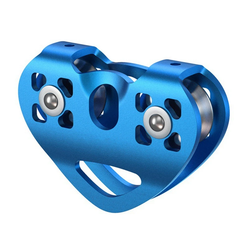 Outdoor Climbing Lifting Transportation Mountaineering Pulley Heart Shape Double Pulley Steel Cable Slide Pulley