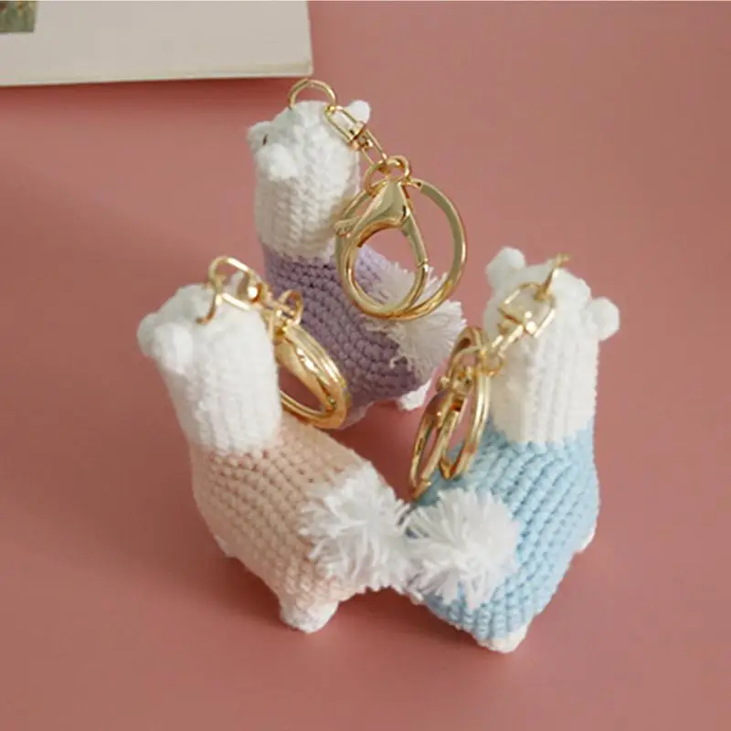 Positive Crochet Animals Crochet Bag Charm Knitting Crafts Charm Inspirational Hand-Woven Ornament For Birthday Wallet Backpack