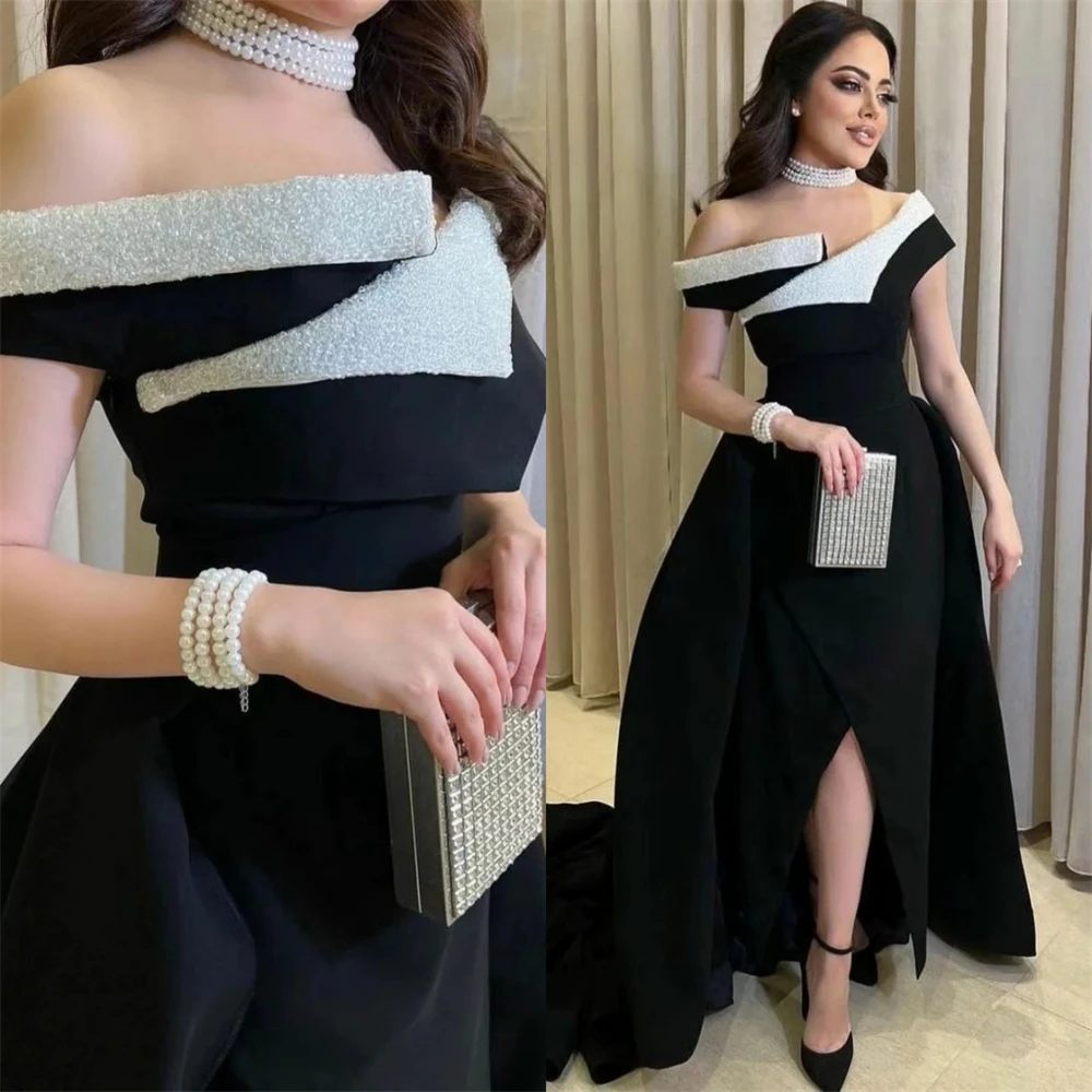 Customized  Exquisite  Off-the-shoulder Ball Gown Cocktail  Sequin Draped S Occasion Evening   فساتين سهره نسائيه فخمة