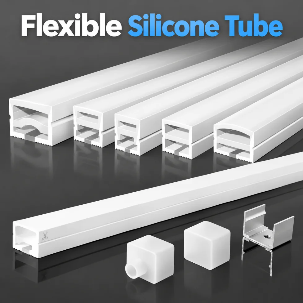 1-10m IP67 Waterproof Flexible Silicone LED Channel Tube Diffuser Bendable Neon Light Cover for COB LED Strip Recessed Lighting