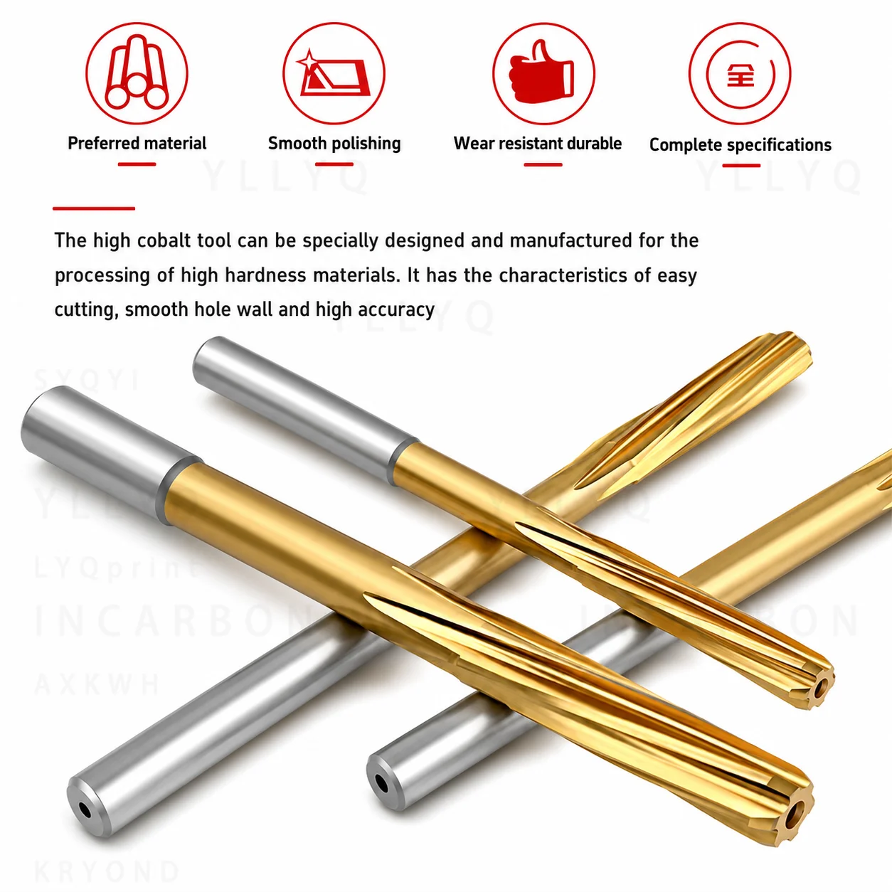 HSS-Co Cobalt Helical Reamer Titanium Coated Straight Shank Machine Reamer 3-20mm Precision Reamer for Stainless Steel