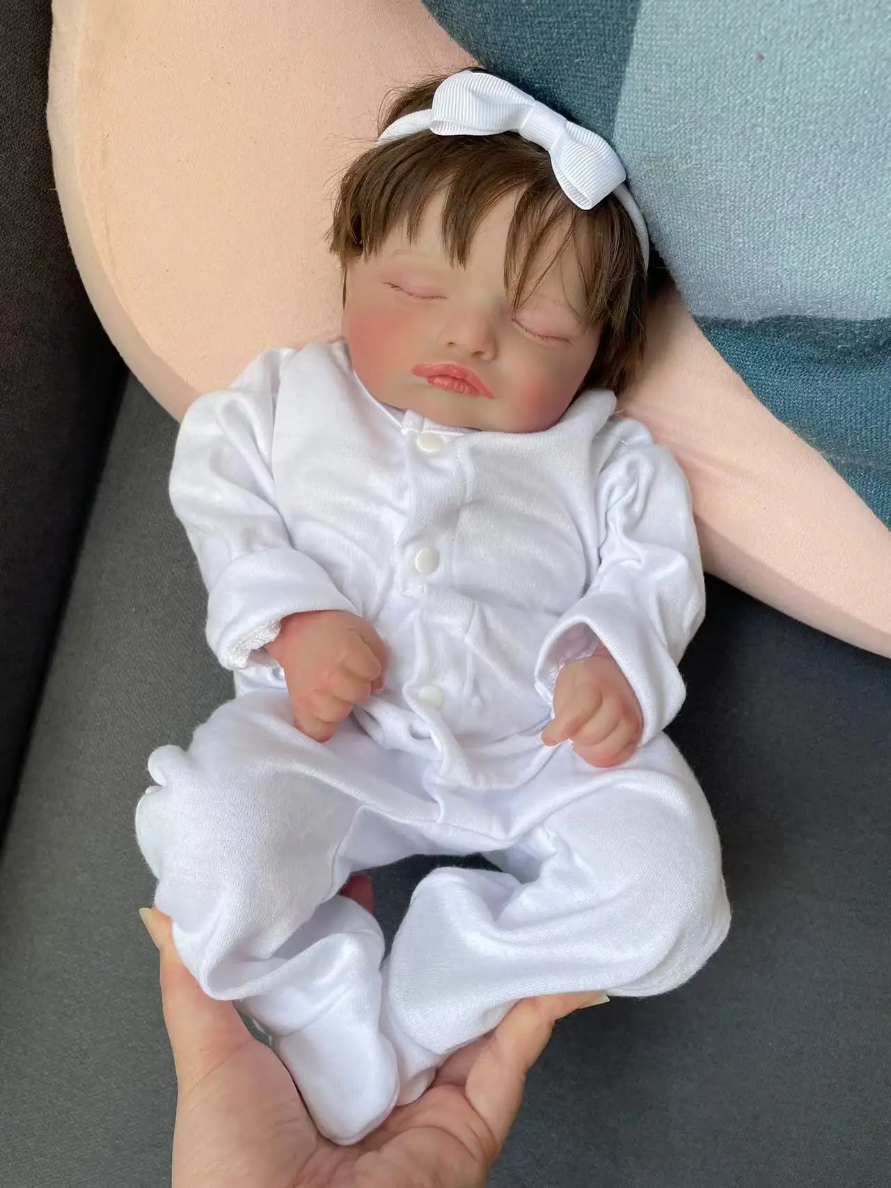 45cmロザリーソフトクロスボディリアルな新生児リボーンドール多層塗装3Dスキン、血管が見えるハンドルーティングヘア