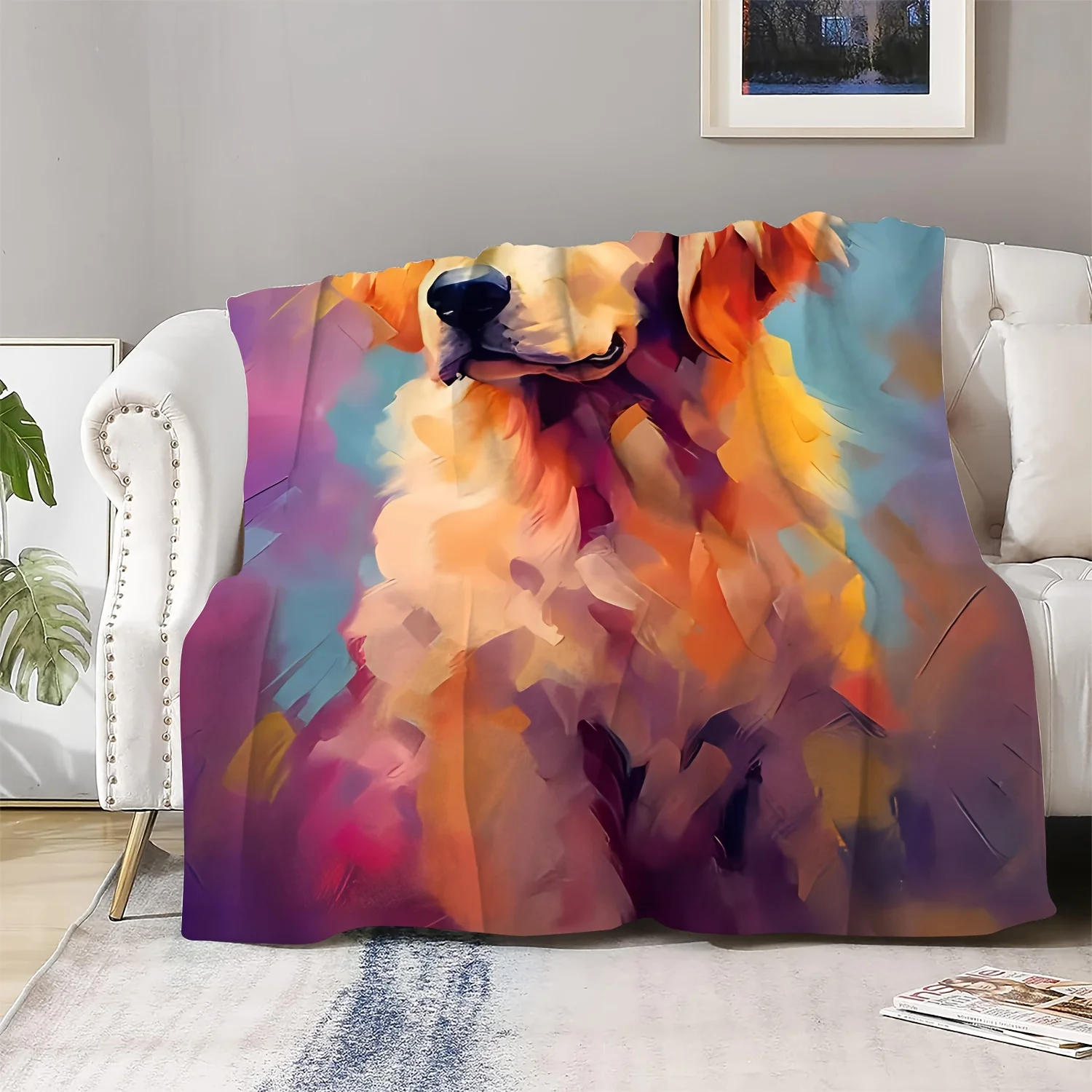 Hui Mo Cute Golden Hair Pattern Gift to Friends Soft Blanket Flannel Blanket One Piece view 5