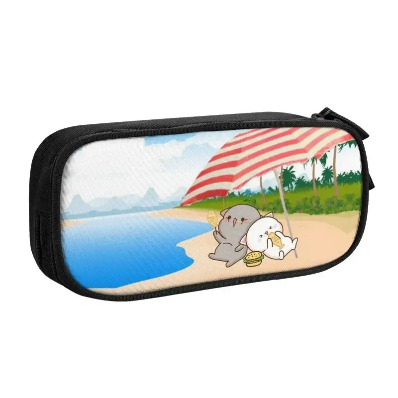 Peach And Goma Surfing Cute Couple Mochi Cat Case Stationery Bag Pouch Holder Box Organizer for Teens Girls Adults Student