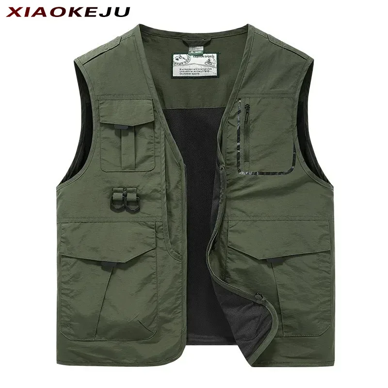 

Zip Vest MAN Camping Fishing Clothing Windbreaker Motorcycle Sleeveless Jacket Work Waterproof Men Luxury Men's Hunting Denim