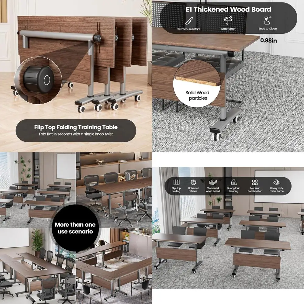 

Мобильный тренировочный стол с регулируемой высотой и фиксируемыми колесами, идеально подходит для офисных совещаний, семинаров и учебных классов (6 футов, 47 дюймов с подставкой)