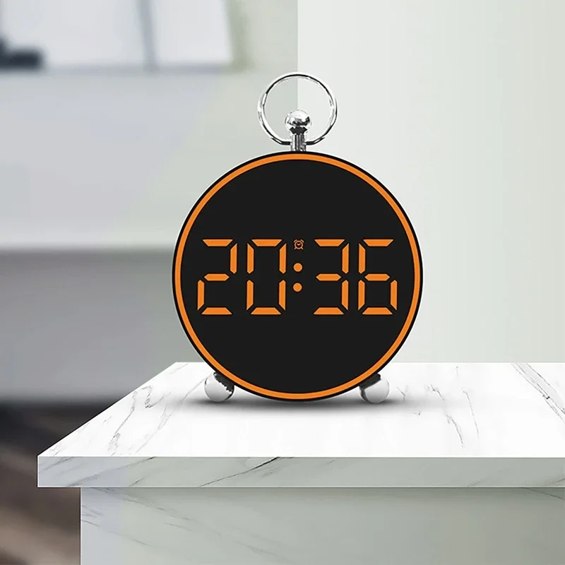 Digital Alarm Clock Power Saving Mode Wall Clock Electronic Desktop Wall Hanging Night Mode Snooze 12/24H Anti-disturb LED Clock