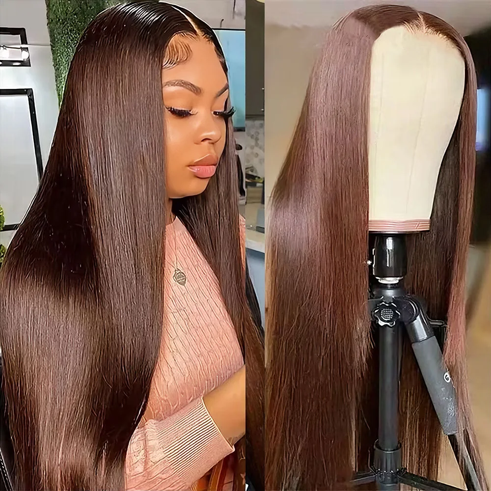 

30 Inch Chocolate Brown Lace Front Wig Straight 13x6 Lace Front Human Hair Wigs 100% Human Hair HD lace Wigs Frontal Remy Hair