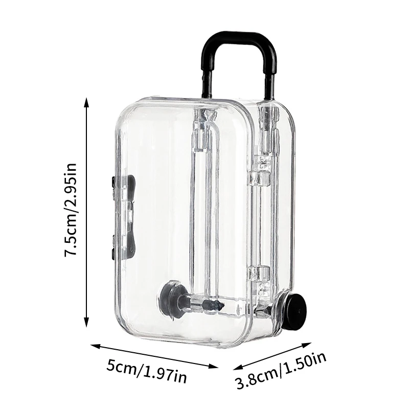 Luminous Ornament Mini Suitcase With Retractable Wheels Movable Transparent Jewelry Cute Storage Exhibition Display Box  ﻿