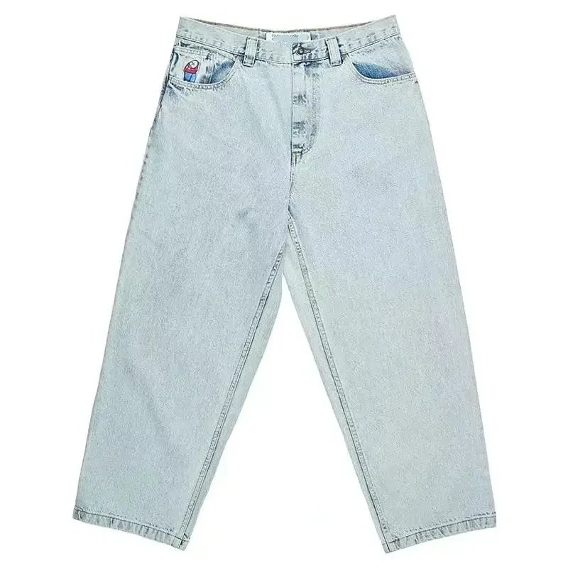 Pantalones vaqueros holgados con bordado de dibujos animados para hombre y mujer, Pantalón ancho de cintura alta, Harajuku, Hip Hop, niño grande, Y2K, nuevo