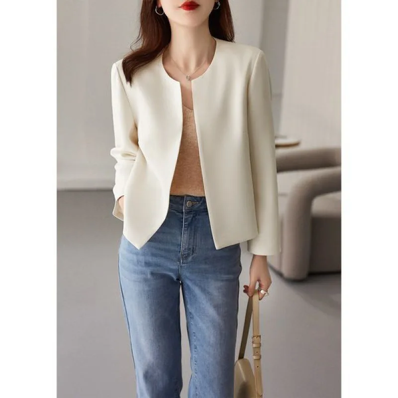 Women's Fashion Classic Simple Office Lady Casual V-neck Blazer Long Sleeve Solid Basic Business Coats Spring Summer New