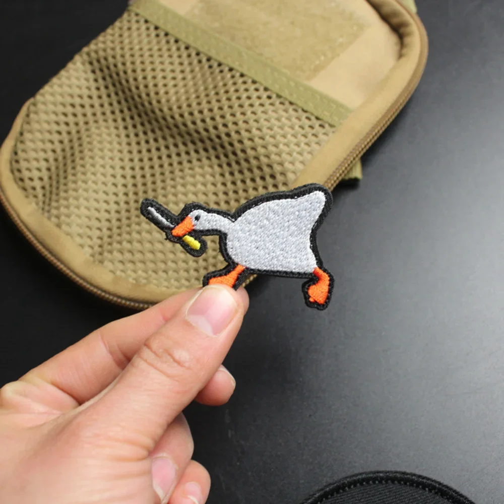 Cartoon Small Animals Embroidery Patches for Clothing Cute Yellow Duck with Knife Cat Goose Kids Decorative Sticker on Backpack