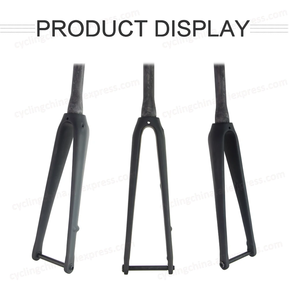 Nologo 700C Disc Brake Thru Axle Road Bike Fork UD Gloss/Matte Full Carbon Hidden Internal Cable Road Front Fork Bicycle Parts