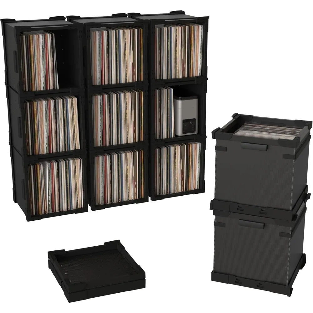 FlexiCube Vinyl Record Storage Box & Stackable Shelf (3 Cubes)